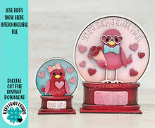 Load image into Gallery viewer, Love Birds Snow Globe Interchangeable File SVG, TINY, Valentine, Glowforge, Love, Heart, Tiered Tray LuckyHeartDesignsCo