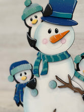 Load image into Gallery viewer, Penguin Winter Snowman Standing File SVG, Glowforge, Christmas, Tiered Tray LuckyHeartDesignsCo