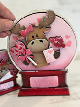 Load image into Gallery viewer, Moose Valentines Snow Globe Interchangeable File SVG, TINY, Glowforge, Love, Heart, Tiered Tray LuckyHeartDesignsCo