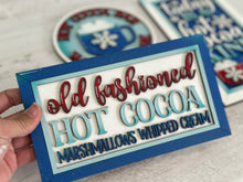 Load image into Gallery viewer, Hot Cocoa Bar Sign Bundle Set File SVG, Glowforge Winter Snowflake, Chocolate, LuckyheartDesignsCo