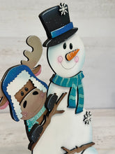 Load image into Gallery viewer, Moose Winter Snowman Standing File SVG, Snowflake, Frosty, Reindeer, Holiday, Tiered Tray, Glowforge, LuckyHeartDesignsCo