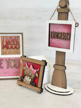 Load image into Gallery viewer, Highland Valentines MINI Interchangeable Leaning Sign File SVG, Candy, Heart, Love, Tiered Tray Glowforge, LuckyHeartDesignsCo