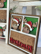 Load image into Gallery viewer, Moose Christmas MINI Interchangeable Leaning Sign File SVG, Rudolph, Santa, Elf, Tiered Tray Glowforge, LuckyHeartDesignsCo