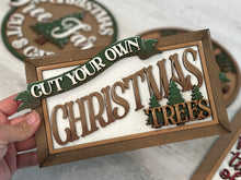 Load image into Gallery viewer, Christmas Tree Sign Bundle Set File SVG, Glowforge, Holiday, Tree Farm, Santa, LuckyHeartDesignsCo
