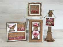 Load image into Gallery viewer, Moose Valentines MINI Interchangeable Leaning Sign File SVG, Candy, Heart, Love, Tiered Tray Glowforge, LuckyHeartDesignsCo