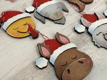Load image into Gallery viewer, Farm Santa Christmas Ornament File SVG, Glowforge, Horse, Duck, Highland, Pig, LLama, Chicken, Donkey Goat Baby's First, LuckyHeartDesignsCo