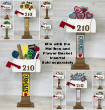 Load image into Gallery viewer, Mailbox Seasonal Sign Set Flower Basket Interchangeable File SVG, Glowforge, Seasonal, Holiday Shapes, Spring, LuckyHeartDesignsCo