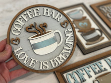 Load image into Gallery viewer, Coffee Bar Sign Bundle Set File SVG, Glowforge, Coffee Mug, Door Hanger, LuckyHeartDesignsCo