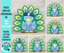 Load image into Gallery viewer, Peacock Animal Hats Interchangeable MINI File SVG, Seasonal Leaning sign, Holiday, Tiered Tray Glowforge, LuckyHeartDesignsCo