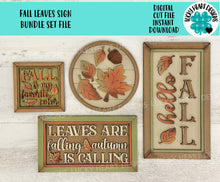Load image into Gallery viewer, Fall Leaves Sign Sign Bundle Set File SVG, Glowforge, Farmhouse, Farm, Autumn, Leaf, Pumpkin Patch, LuckyheartDesignsCo