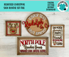 Load image into Gallery viewer, Reindeer Christmas Sign Bundle Set File SVG, Glowforge, Holiday, Rudolph, North Pole, Santa, LuckyHeartDesignsCo