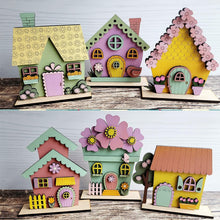 Load image into Gallery viewer, Spring Standing Houses File SVG, Glowforge, Flower, Bird house, LuckyHeartDesignsCo