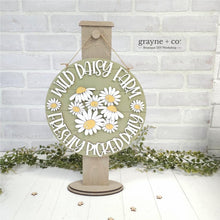 Load image into Gallery viewer, Daisy Farm Door Hanger Sign File SVG, Spring Flower, Summer, Glowforge, LuckyHeartDesignsCo