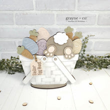 Load image into Gallery viewer, Easter Bunny For The Flower Basket Interchangeable File SVG, Easter Egg, Carrots, Bunny Butt, Tiered Tray, Glowforge, LuckyHeartDesignsCo