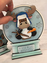 Load image into Gallery viewer, Moose Winter Snow Globe Interchangeable File SVG, TINY, Glowforge, Snowman, Snowflake, Tiered Tray LuckyHeartDesignsCo