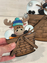 Load image into Gallery viewer, Moose Winter Snowman For The Flower Basket Interchangeable File SVG, TINY, Holiday, Tiered Tray, Glowforge, LuckyHeartDesignsCo