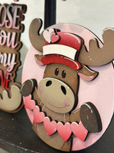Load image into Gallery viewer, Moose Valentine Tiered Tray File SVG, Glowforge, Love, Heart, Valentines Day, LuckyHeartDesignsCo