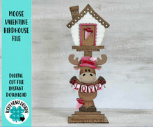 Load image into Gallery viewer, Moose Valentine for the Birdhouse Interchangeable File SVG, Valentine, Heart, Love Seasonal, Holiday Shapes, Glowforge, LuckyHeartDesignsCo