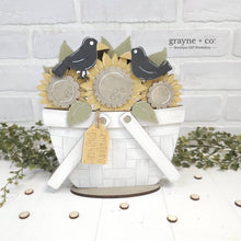 Load image into Gallery viewer, Sunflowers Crows For The Flower Basket Interchangeable File SVG, Flower, Floral, Summer, Fall Tiered Tray, Glowforge, LuckyHeartDesignsCo