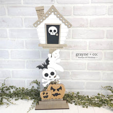 Load image into Gallery viewer, Halloween for the Birdhouse Interchangeable File SVG, Glowforge, Pumpkin Trick or Treat, Ghost Seasonal, Holiday Shapes, LuckyHeartDesignsCo