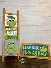 Load image into Gallery viewer, Frog Spring Interchangeable Leaning Sign File SVG, Mushroom, Tiered Tray Glowforge, LuckyHeartDesignsCo