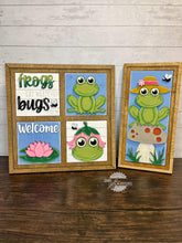 Load image into Gallery viewer, Frog Spring Interchangeable Leaning Sign File SVG, Mushroom, Tiered Tray Glowforge, LuckyHeartDesignsCo
