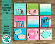 Load image into Gallery viewer, MINI Tea Interchangeable Leaning Sign File SVG, Tiered Tray Glowforge, LuckyHeartDesignsCo