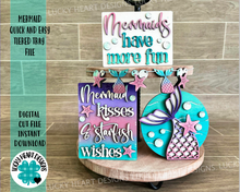 Load image into Gallery viewer, Mermaid Quick and Easy Tiered Tray File SVG, Glowforge Beach Tier Tray, LuckyHeartDesignsCo