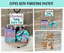 Load image into Gallery viewer, Mermaid Quick and Easy Tiered Tray File SVG, Glowforge Beach Tier Tray, LuckyHeartDesignsCo
