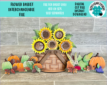 Load image into Gallery viewer, Flower Basket Interchangeable File SVG, Vase, Flower, Floral, Summer, Fall Tiered Tray, Glowforge, LuckyHeartDesignsCo