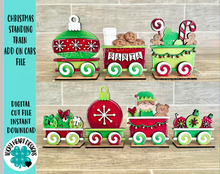 Load image into Gallery viewer, Christmas Standing Train ADD ON Cars File SVG, Santa, Rudolph, Gingerbread, Glowforge, LuckyHeartDesignsCo