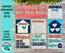 Load image into Gallery viewer, Grandparent Interchangeable Leaning Sign File SVG, Nana, Papa, Family, Gift, grandkids, Grandma, Grandpa, Glowforge, LuckyHeartDesignsCo