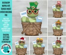 Load image into Gallery viewer, Book Worm Animal Hats Flower Basket Interchangeable File SVG, Farm, Christmas, Fall, Halloween, Tiered Tray, Glowforge, LuckyHeartDesignsCo
