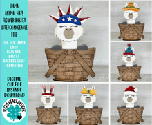 Load image into Gallery viewer, Llama Animal Hats Flower Basket Interchangeable File SVG, Christmas, Fall, Halloween, Tiered Tray, Glowforge, LuckyHeartDesignsCo