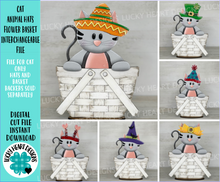 Load image into Gallery viewer, Cat Animal Hats Flower Basket Interchangeable File SVG, Pet, Christmas, Fall, Halloween, Tiered Tray, Glowforge, LuckyHeartDesignsCo
