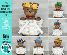 Load image into Gallery viewer, Dog Animal Hats Flower Basket Interchangeable File SVG, Pet, Christmas, Fall, Halloween, Tiered Tray, Glowforge, LuckyHeartDesignsCo