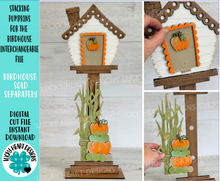 Load image into Gallery viewer, Stacking Pumpkins for the Birdhouse Interchangeable File SVG, Glowforge, Fall, Seasonal, Holiday Shapes, Cornstalk, LuckyHeartDesignsCo