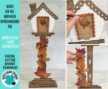 Load image into Gallery viewer, Leaves for the Birdhouse Interchangeable File SVG, Glowforge, Fall, Leaf, Seasonal, Holiday Shapes, LuckyHeartDesignsCo