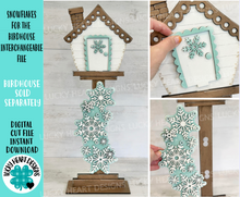 Load image into Gallery viewer, Snowflakes for the Birdhouse Interchangeable File SVG, Winter, Seasonal, Holiday Shapes, Glowforge, Laser, LuckyHeartDesignsCo