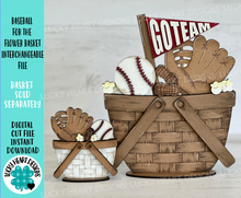Load image into Gallery viewer, Baseball For The Flower Basket Interchangeable File SVG, TINY, Sports, Summer, Fall Tiered Tray, Glowforge, LuckyHeartDesignsCo