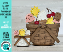 Load image into Gallery viewer, Summer Ice Cream Fun For The Flower Basket Interchangeable File SVG, TINY Sun, Vacation, Summer, Tiered Tray, Glowforge, LuckyHeartDesignsCo