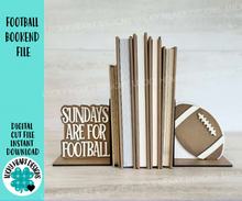 Load image into Gallery viewer, Football Bookend File SVG, Glowforge, Reading, Books, Library, School, Home, Sports, Team, LuckyHeartDesignsCo