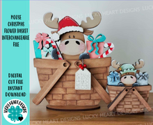 Load image into Gallery viewer, Moose Christmas For The Flower Basket Interchangeable File SVG, TINY Santa Candy Cane Presents Tiered Tray, Glowforge, LuckyHeartDesignsCo