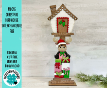 Load image into Gallery viewer, Moose Christmas for the Birdhouse Interchangeable File SVG, Presents Santa Reindeer Seasonal, Holiday, Glowforge, Laser, LuckyHeartDesignsCo