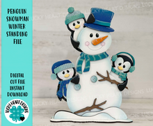 Load image into Gallery viewer, Penguin Winter Snowman Standing File SVG, Glowforge, Christmas, Tiered Tray LuckyHeartDesignsCo