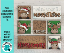 Load image into Gallery viewer, Moose Christmas MINI Interchangeable Leaning Sign File SVG, Rudolph, Santa, Elf, Tiered Tray Glowforge, LuckyHeartDesignsCo
