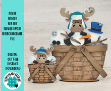 Load image into Gallery viewer, Moose Winter Snowman For The Flower Basket Interchangeable File SVG, TINY, Holiday, Tiered Tray, Glowforge, LuckyHeartDesignsCo