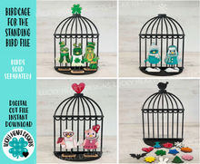 Load image into Gallery viewer, Birdcage for the Standing Birds File SVG, Glowforge, Birdhouse, Interchangeable, Seasonal, Holiday, Tiered Tray LuckyHeartDesignsCo