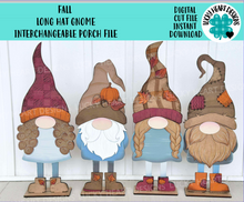Load image into Gallery viewer, Fall Long Hat Porch Interchangeable File SVG, ADD ON, Holiday, Seasonal, Pumpkin Leaves, Scarecrow, Fall, Glowforge, LuckyHeartDesignsCo