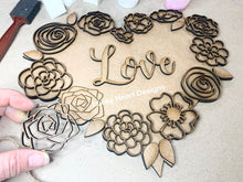 Load image into Gallery viewer, Heart Floral Wreath File SVG, Glowforge, Valentines Decor